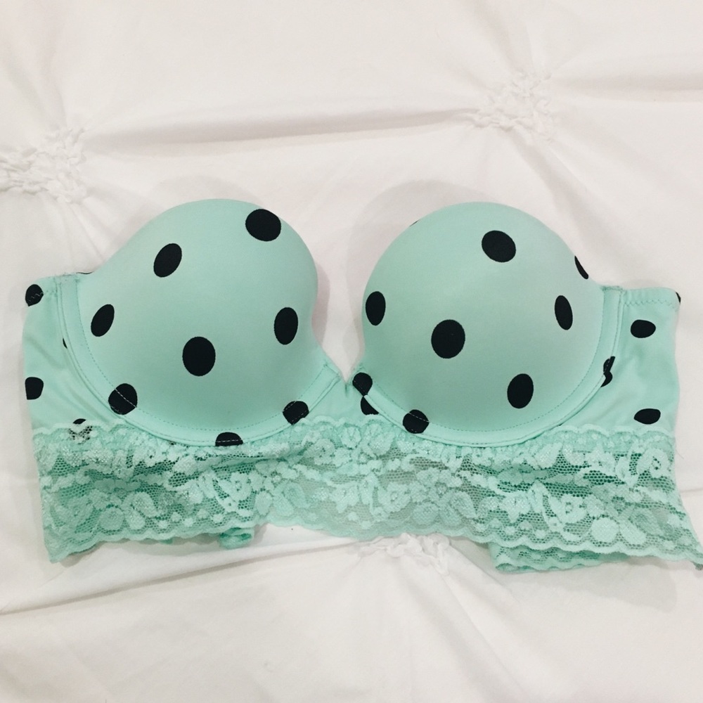 PINK STRAPLESS LACE BRA